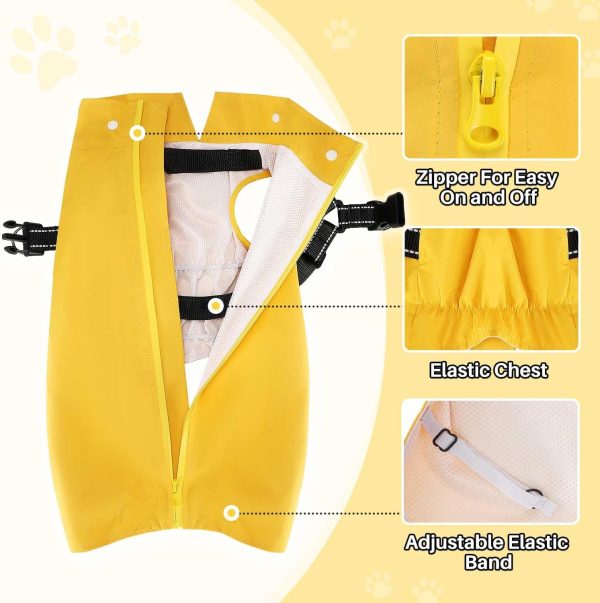 Lukovee Dog Raincoat - Waterproof Rain Jacket with Harness & Removable Hood, Reflective Double Layer Dog Rain Coat Poncho (Y,L)