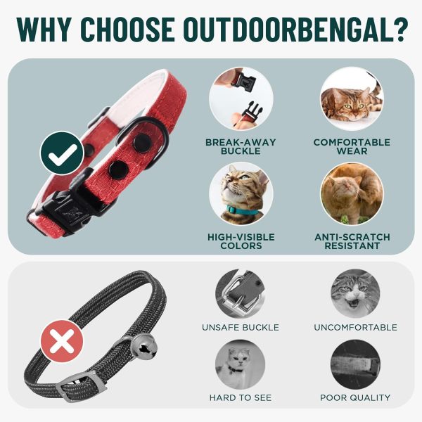 1770709460_71KeM24-F1L._AC_SL1500_.jpg OutdoorBengal Green Cat Collar Breakaway, Soft Padding for Medium to Large Cats - Durable Heavy Duty Tactical Fabric, Comfortable, Quick Release Breakaway Cat Collars, No Bell Collar (Green, Adult)