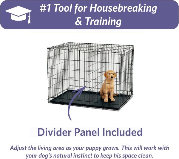 1771314603_71lrNMqBU5L._AC_SL1500_.jpg MidWest Homes for Pets 24-Inch iCrate Folding Dog Crate with Divider Panel, Leak-Proof Tray & Secure Latches – Metal Wire Kennel for Small Breeds – Portable, Durable & Easy to Assemble
