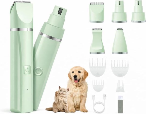 Deluxe 16-Piece Pet Grooming Kit with Carry Bag -Kit for Dogs & Cats – Quiet Clippers, Nail Grinder & Brushes