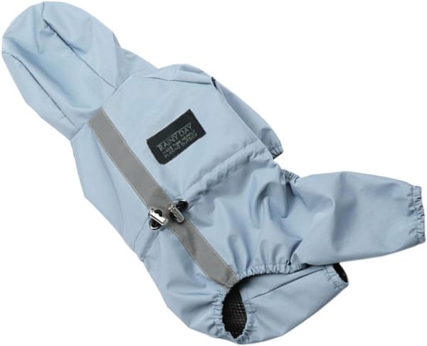 51HXhVFYrZL._AC_SL1256_.jpg Mikikit Waterproof Reflective Breathable Blue Large Dog Poncho Rain Jacket for Dogs and Cats Outdoor Weather Protection
