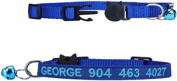 51NQ6WZz3xL._AC_SL1000_.jpg Cat Collar,Personalized Embroidered Nylon Cat ID Collars with Bell - Custom Text with Pet Name and Phone Number … (Cat Collar)