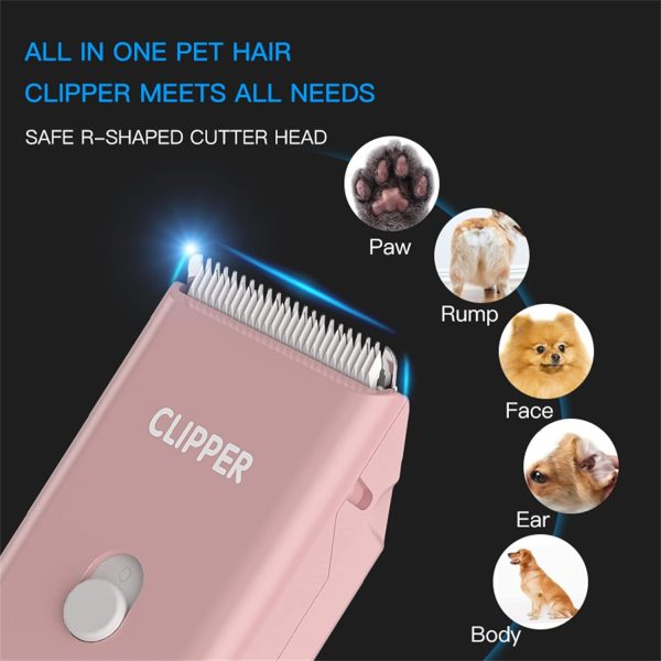61Aw-9ZTPL._AC_SL1500_.jpg 2-in-1 Professional Dog Grooming Kit - Low Noise, Waterproof, USB Rechargeable, and Safe Ceramic Blade - Gift for Dogs and Cats (Pink)