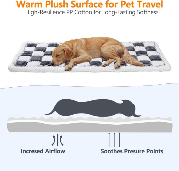 613EJX4W7TL._AC_SL1500_.jpg Back Seat Pet Bed Mat, Dog Car Bed for Large Dogs, Deluxe Plush Travel Beds with Anti-Slip Bottom, Custom Fit for Backseat Extenders and Seat Covers (Gray+White)