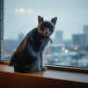 613sOSlpjmL._AC_SL1500_.jpg Black Bat Cat Mask and Cloak Costume for Indoor Cats, Funny Superhero Pet Outfit for Christmas, Cosplay, Parties and Photoshoots, Hooded Cape for Cats β Big Size