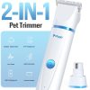 2-in-1 Dog & Cat Grooming Kit - Rechargeable Cordless Pet Hair Clippers with Nail Grinder & Paw Trimmer & 4 Guide Combs, Low Noise Dog Clippers for Grooming Small Medium Pets