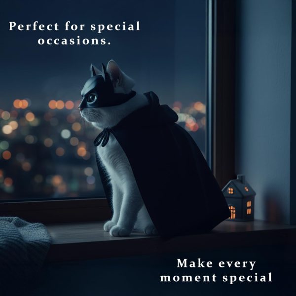 618WVVP-0qL._AC_SL1500_.jpg Black Bat Cat Mask and Cloak Costume for Indoor Cats, Funny Superhero Pet Outfit for Christmas, Cosplay, Parties and Photoshoots, Hooded Cape for Cats β Big Size