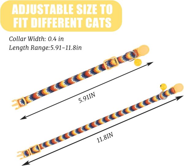 619npONCPAL._AC_SL1500_.jpg ZUFECY Colorful Gradient Breakaway Cat Collar - Adjustable 5.9-11.8in with Safety Bell & Reflective Strips