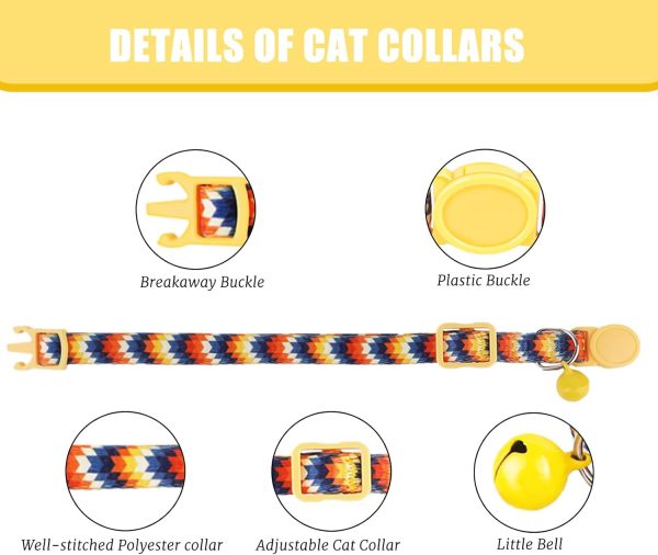 61AdDaZcKL._AC_SL1500_.jpg ZUFECY Colorful Gradient Breakaway Cat Collar - Adjustable 5.9-11.8in with Safety Bell & Reflective Strips