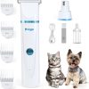 2-in-1 Dog & Cat Grooming Kit - Rechargeable Cordless Pet Hair Clippers with Nail Grinder & Paw Trimmer & 4 Guide Combs, Low Noise Dog Clippers for Grooming Small Medium Pets