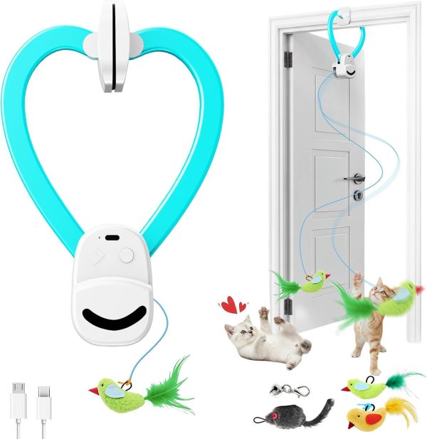 61KpbJFmaCL._AC_SL1500_.jpg Interactive Cat Toys for Indoor Cats Automatic Electric Flying Bird Feather Mouse Toy - Best Kitten & Adult Cat Enrichment Mouse cat Toy Hanging Electric Kitty Toys for Bored Cats