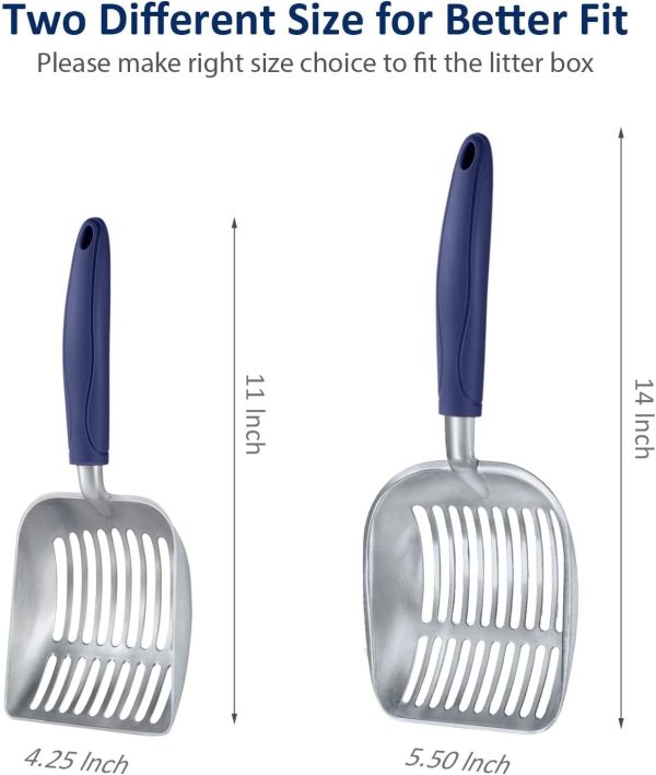 WePet Cat Litter Scoop, Aluminum Alloy Sifter, Kitty Metal Scooper, Deep Shovel, Long Handle, Poop Sifting, Kitten Pooper Lifter, Durable, Heavy Duty, for Litter Box