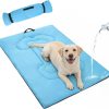 EXPAWLORER Outdoor Dog Bed, Portable Waterproof Reversible Camping Travel Durable Dog Bed, Large Pet Mat Machine Washable Indoor for Medium Large Dogs Puppy Cats Sleeping Outside 26"x43" Blue & Grey