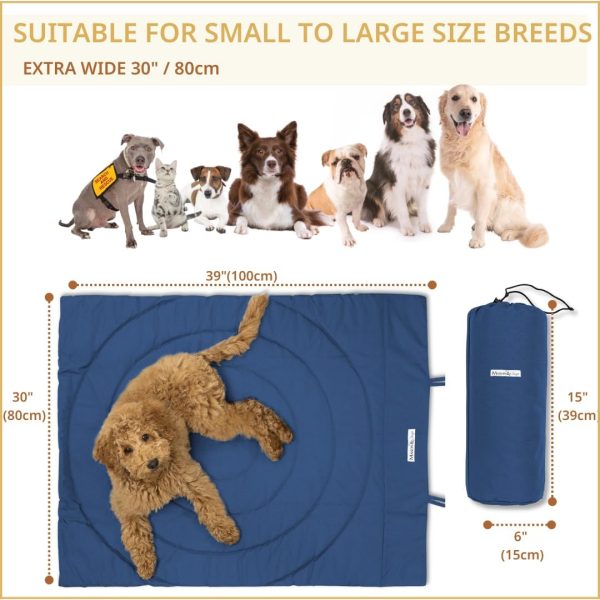 61M30MBUyLL._AC_SL1080_.jpg Portable Dog Mat - Waterproof & Foldable Pet Bed - Ideal for Indoor, Outdoor, Cafes, Travel, Camping, Grooming & Training - 39"x30" - Includes Carry Bag - Durable, Washable & Lightweight - Blue