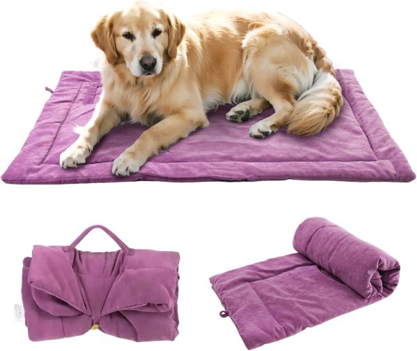 Portable Foldable Dog Bed for Small to Medium Dogs & Cats Under 77lbs, Lightweight Pet Sleeping Mat for Indoor Outdoor Use, Travel Camping Picnic Pet Mat, Sofa Cover (Rose Pink, 39.3 x 27.6 in)