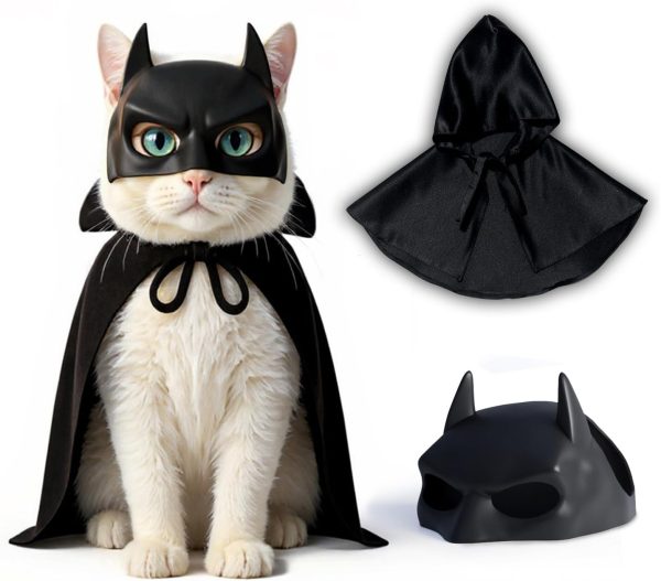 61Vfb4haRiL._AC_SL1500_.jpg Black Bat Cat Mask and Cloak Costume for Indoor Cats, Funny Superhero Pet Outfit for Christmas, Cosplay, Parties and Photoshoots, Hooded Cape for Cats β Big Size