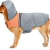 Dog Raincoat with Reflective Strip, Ultra Light Breathable Waterproof Dog Rain Jacket, Adjustable Waterproof Dog Raincoat with Hood, Suitable for Small, Medium, and Large Dogs (Grey, L)