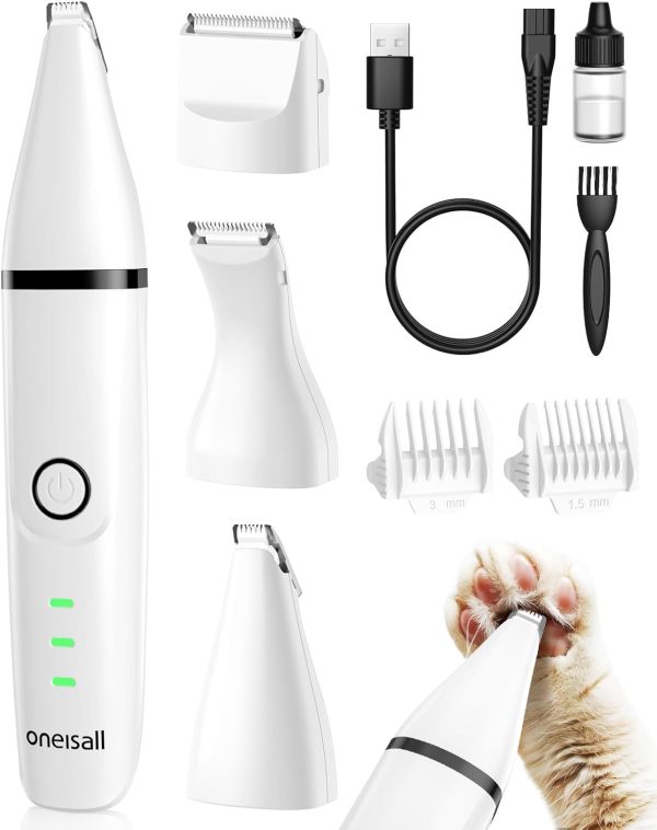 61lnHYLdbDL._AC_SL1500_.jpg oneisall Cat Grooming Kit, 3 in 1 Quiet Cat Clippers for Thick Matted Paw Hair Trimmer, Heavy Coat Butt Shaver Cordless Pet Clippers Fur Trimmer for Dogs and Other Small Animals at Home Travel