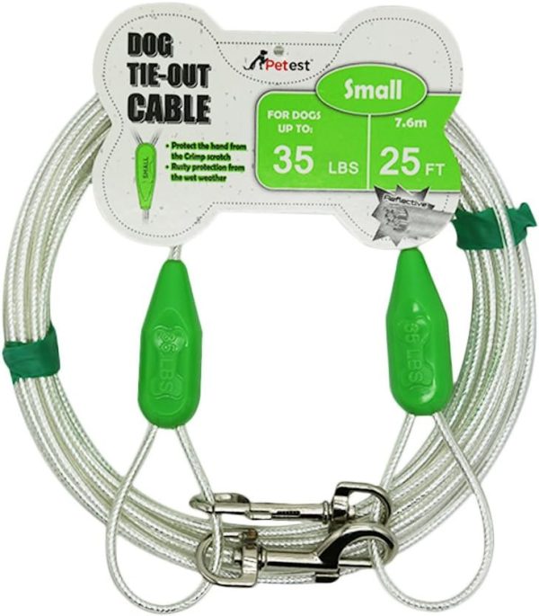61yk4ia-MkL._AC_SL1001_.jpg Petest 25ft Reflective Tie-Out Cable for Small Dogs Up to 35 Pounds