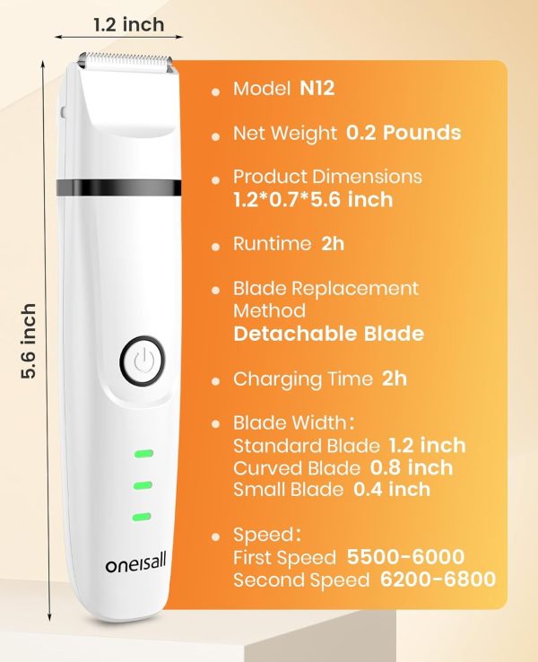 61ysODO8fBL._AC_SL1500_.jpg oneisall Cat Grooming Kit, 3 in 1 Quiet Cat Clippers for Thick Matted Paw Hair Trimmer, Heavy Coat Butt Shaver Cordless Pet Clippers Fur Trimmer for Dogs and Other Small Animals at Home Travel