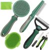 716LaFu9LL._SL1500_.jpg Pet Grooming Kit - 7 PCS Green Deshedding Brush Set with Undercoat Rake, Slicker Brush, Bath Brush & Nail Clipper for Short & Long-Haired Dogs and Cats