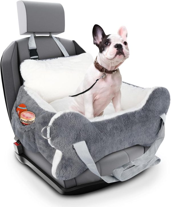 71Dw0qjzkL._AC_SL1500_.jpg 25.5"x24.3"x11" Dog Car Seat for Small Dogs & Cats, Dog Booster Car Seat with Plush Cushion, Non-Slip Bottom & Safety Leash, Cats Bed with Side Pocket for Sedan, SUV and Truck, Washable