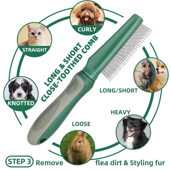 71G3Q3ievL._SL1500_.jpg Pet Grooming Kit - 7 PCS Green Deshedding Brush Set with Undercoat Rake, Slicker Brush, Bath Brush & Nail Clipper for Short & Long-Haired Dogs and Cats
