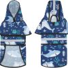 HDE Dog Raincoat Jacket Reflective Adjustable Hooded Pet Poncho Rain Coat with Leash Hole for Small to X-Large Dogs Sharks - L