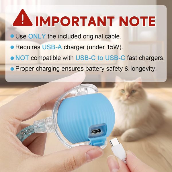712XS2lioJL._AC_SL1500_.jpg Interactive Cat Toys for Indoor Cats & Dogs, Agile Moving Cat Ball with Elastic Mesh Tail, Rechargeable Enrichment Toys, Smart Automatic Rolling Pet Ball Toys for Bored Indoor Dogs & Cats (Blue)