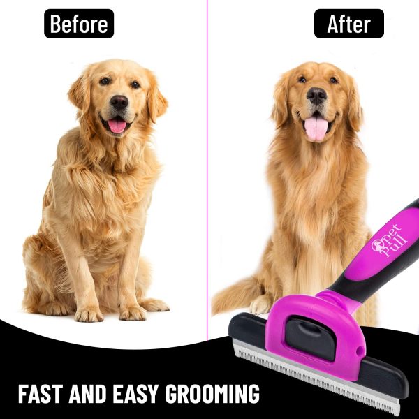 712jyQeYUL._SL1500_.jpg Deshedding and Grooming Tool - Stainless Steel Knot Detangler Comb for Dogs & Cats, Reduces Shedding by 95% (Pink)