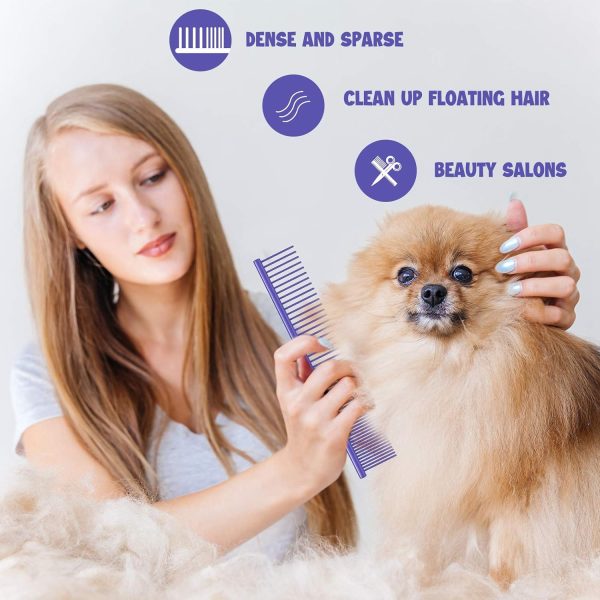 714D9hps6dL._AC_SL1500_.jpg 3 Pcs Stainless Steel Grooming Combs for Matted and Tangled Long Hair - Pet Guide Clippers for Dog and Cat