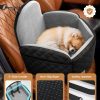 Dog Car Seat for Small/Medium Dogs, Elevated Dog Booster Seat Memory Foam Puppy Car Seat with Washable Cover, Travel Safety Pet Seat for Car with Storage Pockets Up to 35 lbs (Black/Grey)