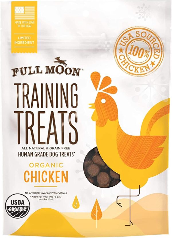 716YA11psgL._AC_SL1500_.jpg Full Moon USDA Organic Chicken Training Treats Healthy All Natural Dog Treats Human Grade 175 Treats 6 Ounce (Pack of 1)