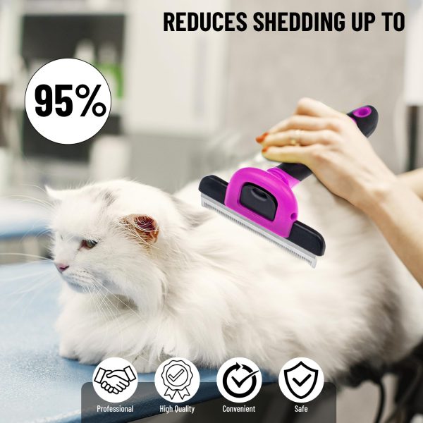 716g-TRYiL._SL1500_.jpg Deshedding and Grooming Tool - Stainless Steel Knot Detangler Comb for Dogs & Cats, Reduces Shedding by 95% (Pink)