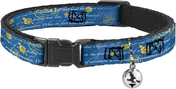 716rrreAufL._AC_SL1500_.jpg Buckle-Down Breakaway Cat Collar - Beauty & the Beast Story Script - 1/2" Wide - Fits 8-12" Neck - Medium