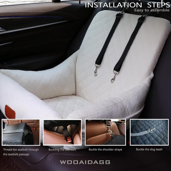 718MwLv34WL._AC_SL1500_.jpg Dog Car Seat for Small Dogs,Ultra-Soft Fabric,2 Storage Pockets & Safety Leash,Adjustable Straps,Easy to Install,Fully Detachable and Washable(Beige)