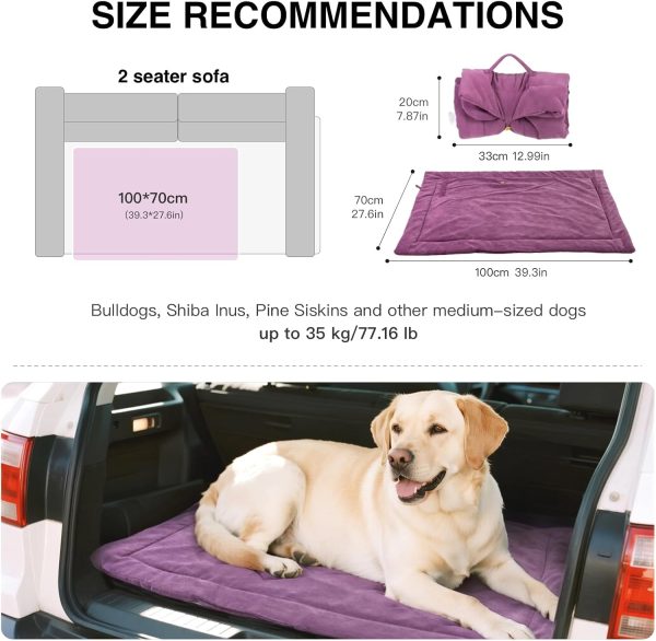 Portable Foldable Dog Bed for Small to Medium Dogs & Cats Under 77lbs, Lightweight Pet Sleeping Mat for Indoor Outdoor Use, Travel Camping Picnic Pet Mat, Sofa Cover (Rose Pink, 39.3 x 27.6 in)