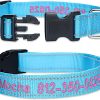 71AjxL2-tQL._AC_SL1200_.jpg Personalized Dog Collar, Custom Embroidered Pet Name and Phone Number 4 Adjustable Sizes X-Small Small Medium Large Quick Release Buckle and D-Ring