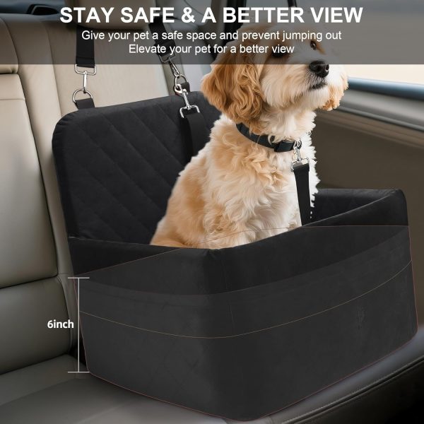 71C0Aec3mcL._AC_SL1500_.jpg Dog Car Seat for Small/Medium Dogs,Pet Dog Booster Car Seat Puppy 15-35 lbs with Soft 4+2in Detachable Pads Detachable Elevated Cushion and Washable Cover Safety Belt Storage Pockets Easy to Install