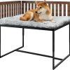 71CCj-BUGdL._AC_SL1500_.jpg Beside Dog Bed,2 Panel Adjustable Height Dog Bunk Beds,40.1''x28.1'' Metal Dogs Bed Frame with Cushion,Large