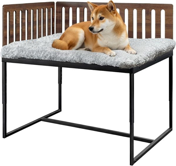 71CCj-BUGdL._AC_SL1500_.jpg Beside Dog Bed,2 Panel Adjustable Height Dog Bunk Beds,40.1''x28.1'' Metal Dogs Bed Frame with Cushion,Large