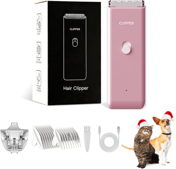 71Dp-TUr-7L._AC_SL1500_.jpg 2-in-1 Professional Dog Grooming Kit - Low Noise, Waterproof, USB Rechargeable, and Safe Ceramic Blade - Gift for Dogs and Cats (Pink)