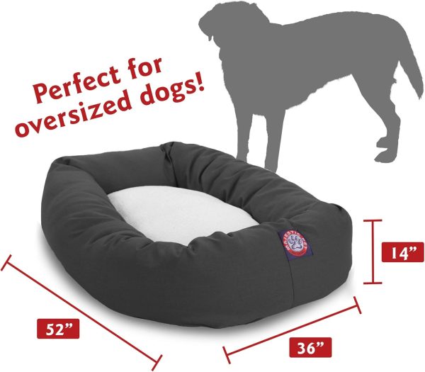 71FN4vC3jcL._AC_SL1500_.jpg Majestic Pet 52 Inch Poly-Cotton Sherpa Calming Dog Bed Washable – Cozy Soft Round Dog Bed with Spine for Head Support - Fluffy Donut Dog Bed 52x35x11 (inch) – Round Pet Bed X- Large - Gray