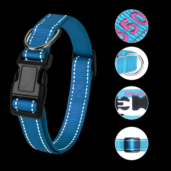 71FQRtPqTrL._AC_SL1500_.jpg Personalized Dog Collar, Custom Embroidered Pet Name and Phone Number 4 Adjustable Sizes X-Small Small Medium Large Quick Release Buckle and D-Ring