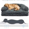 ROOMTEC Foldable Human Dog Bed,71"x 38"x 9" Orthopedic Memory Foam Giant Bed Fits Adult and Pet Waterproof Washable 10 CM Thick 2 in 1 Flexible Oversize Pet Couch Sofa with Blanket,Pocket- Darkgrey