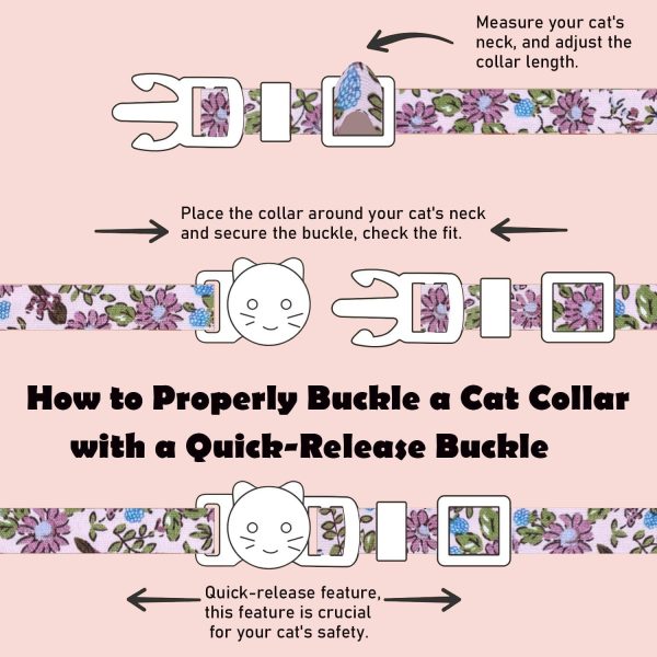 71FvVcmVjNL._AC_SL1500_.jpg 2 Pack Cotton Breakaway Cat Collars Set with Bell and Flower Pendant, Cute Floral Fruit Patterned, Adjustable 7.5-11Inch, Include A Mouse Toy Gift