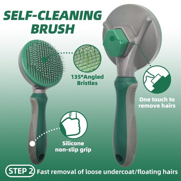 71GpRnt6E1L._SL1500_.jpg Pet Grooming Kit - 7 PCS Green Deshedding Brush Set with Undercoat Rake, Slicker Brush, Bath Brush & Nail Clipper for Short & Long-Haired Dogs and Cats