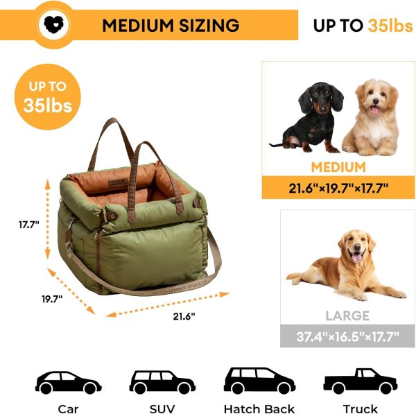 71IMjhQq1VL._AC_SL1500_.jpg FUNNYFUZZY Dog Car Seat for Medium Sized Dogs, Waterproof 3 in 1 Soft Leather Dog Car Bed for Travel and Home,Portable and Safety,Fits Pets Up to 35 lbs(Green)