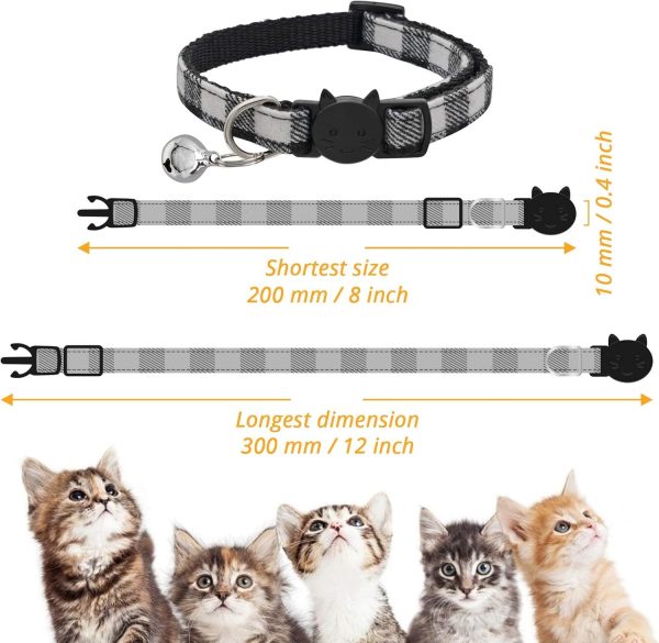 71Ik9IfQo7L._AC_SL1500_.jpg MJIYA Cat Collar with Bell, Breakaway Grid Collar with Plastic Buckle, Light Adjustable, Nylon, Kitty Collars