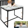 Beside Dog Bed,Adjustable Height Dog Bunk Beds,25.5‘’x18‘’Metal Dogs Bed Frame with Cushion,Medium